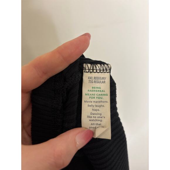 Aerie Pants Womens XXL Kick-It Ribbed High Waisted Super Flare Black - Picture 4 of 5
